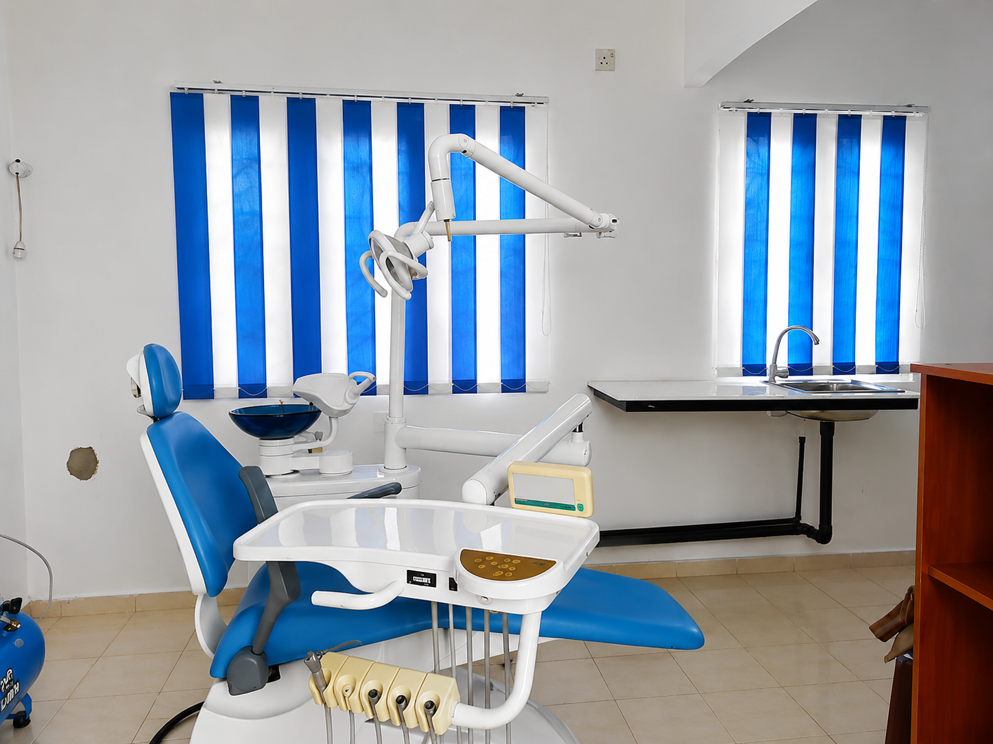 Vertical blinds installed in an interior