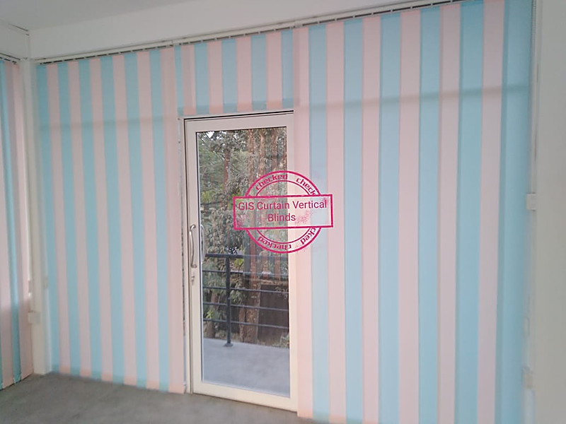Vertical blinds installed across windows