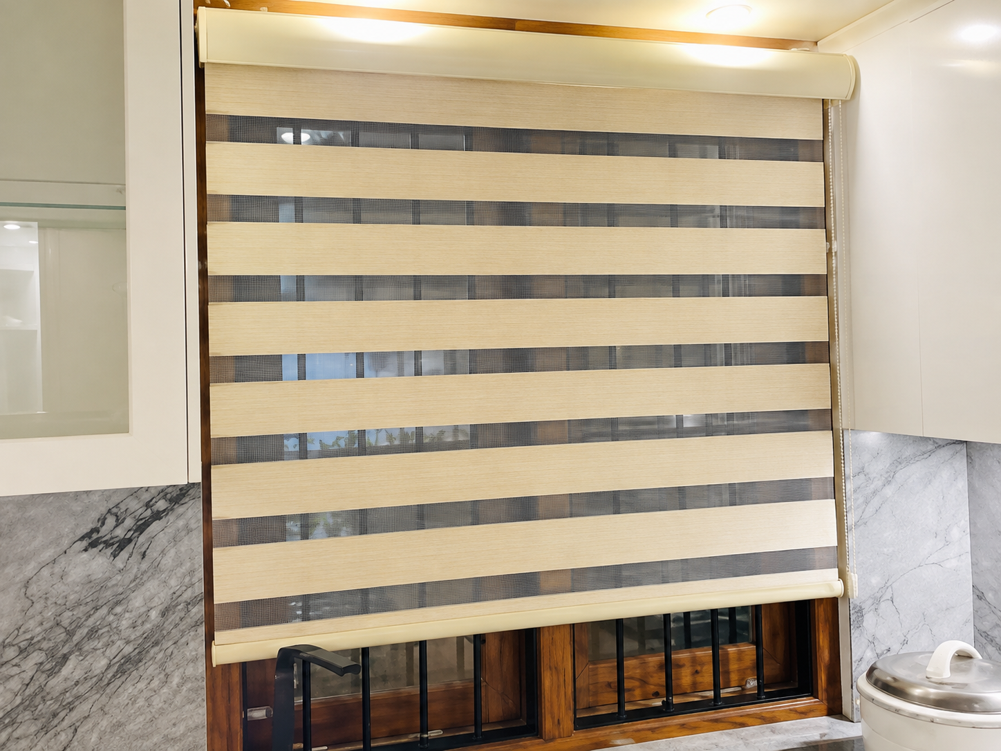 Zebra blinds installed in an interior